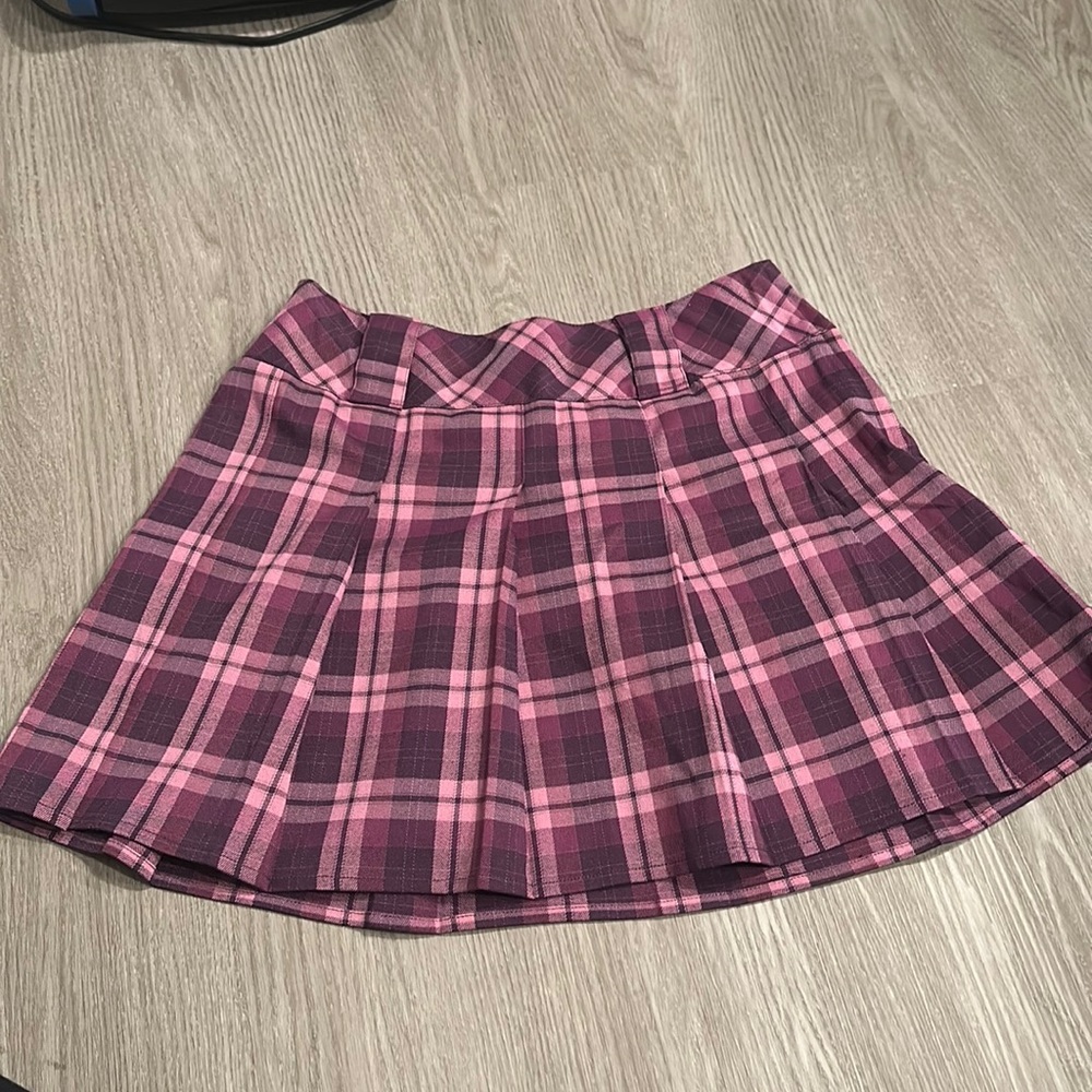 Purple plaid skirt